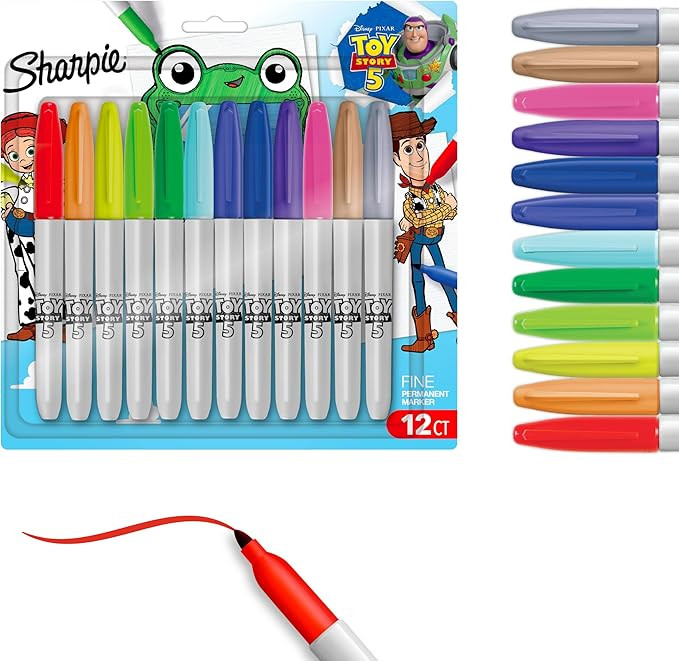 Sharpie Permanent Markers, Toy Story 5 Packaging, Assorted, Fine Point, 12 Count | Amazon (US)