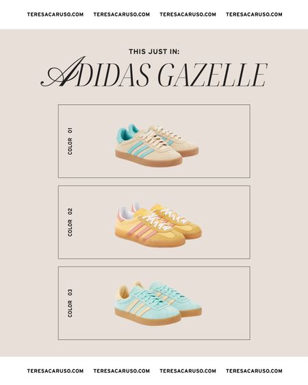 This just in: new shades of Adidas sneakers 

Adidas gazelle sneakers, bright adidas sneakers 

#LTKshoecrush #LTKstyletip