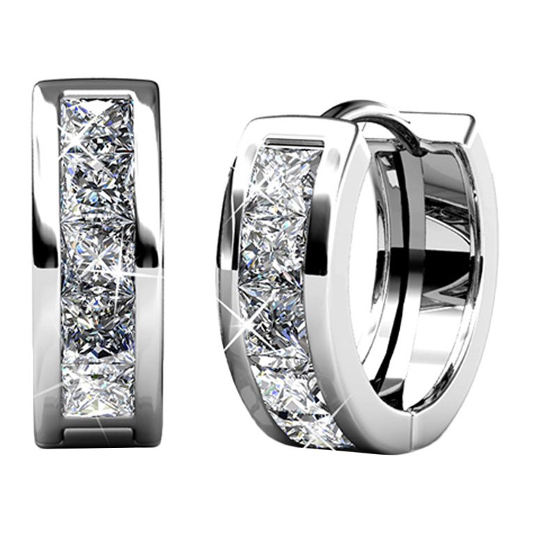 Cate & Chloe Giselle 18k White Gold Plated Crystal Hoop Earrings For Adult, Female | Walmart (US)