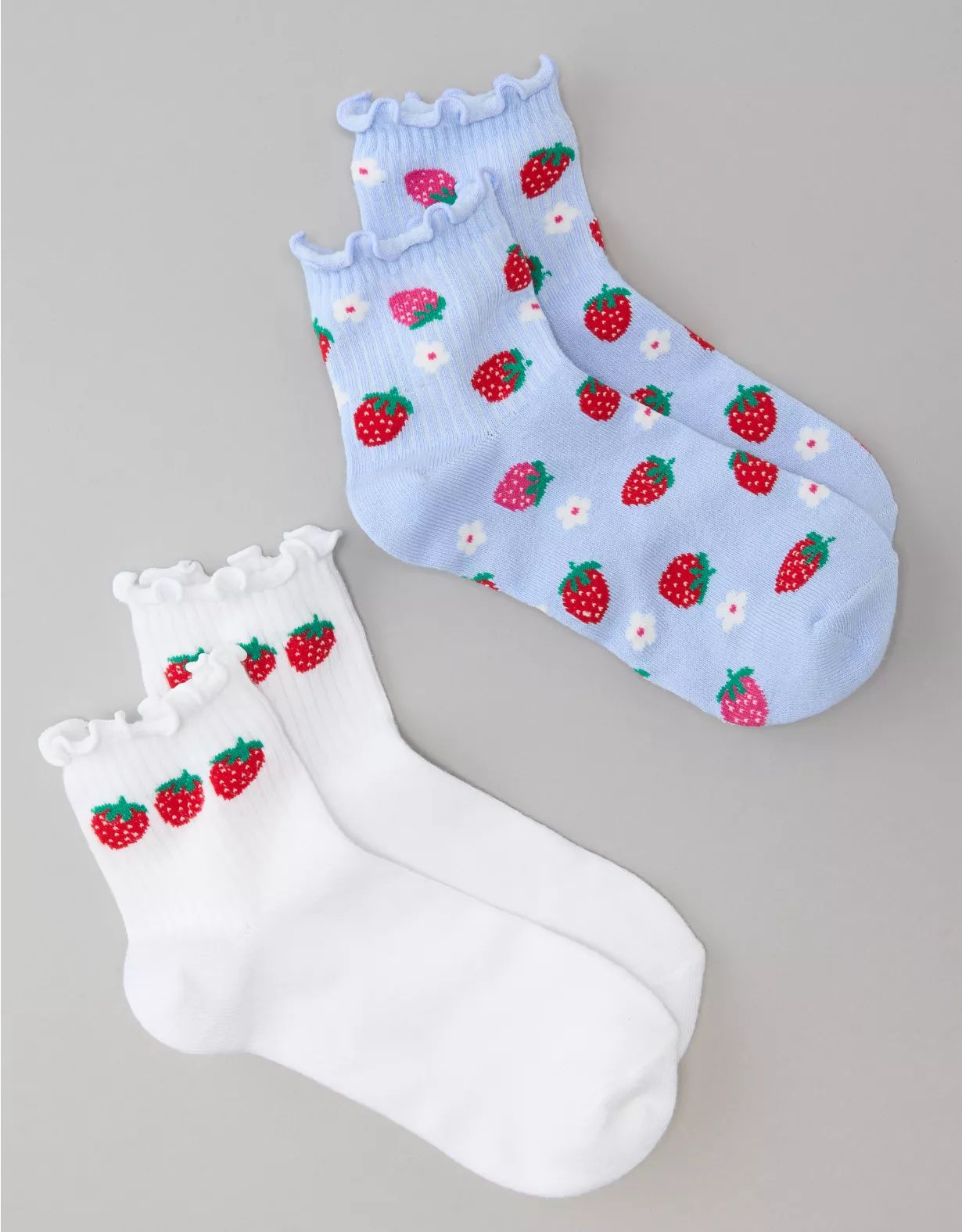 AE Strawberries Boyfriend Socks 2-Pack | American Eagle Outfitters (US & CA)