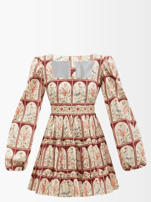 Agua By Agua Bendita - Avena Garza Floral-print Cotton-poplin Mini Dress - Womens - Ivory Multi | Matches (US)