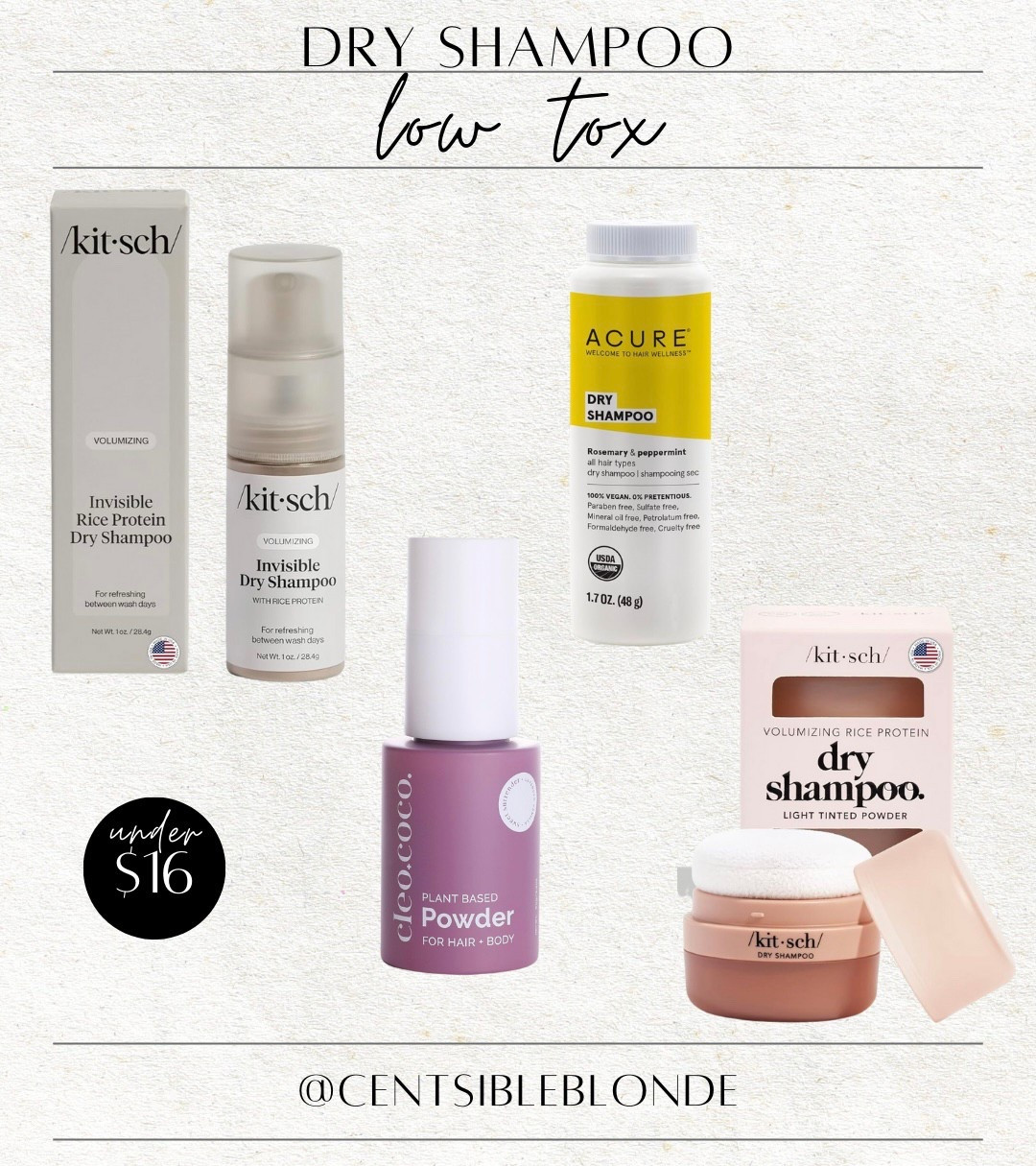 my favorite dry shampoo picks that are low tox, affordable, and not aerosol! 
dry shampoo, low tox finds, hair care, beauty, Amazon finds, clean dry shampoo, powder dry shampoo, travel size, travel friendly, natural product, natural dry shampoo 