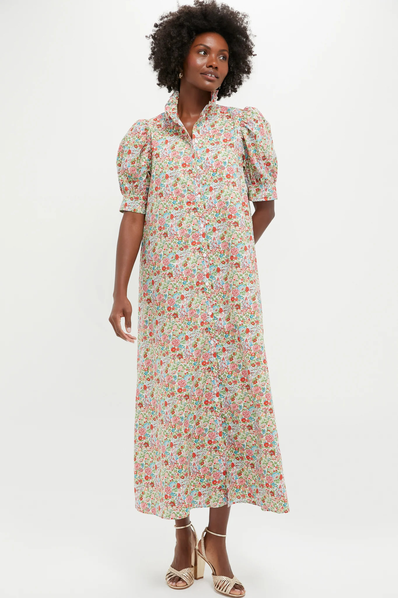 Red Floral Ruffle Collar Louisa Maxi Dress | Tuckernuck (US)