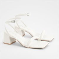 Womens Square Toe Block Heel Two Part Heels - White - 10 | boohoo (US & Canada)