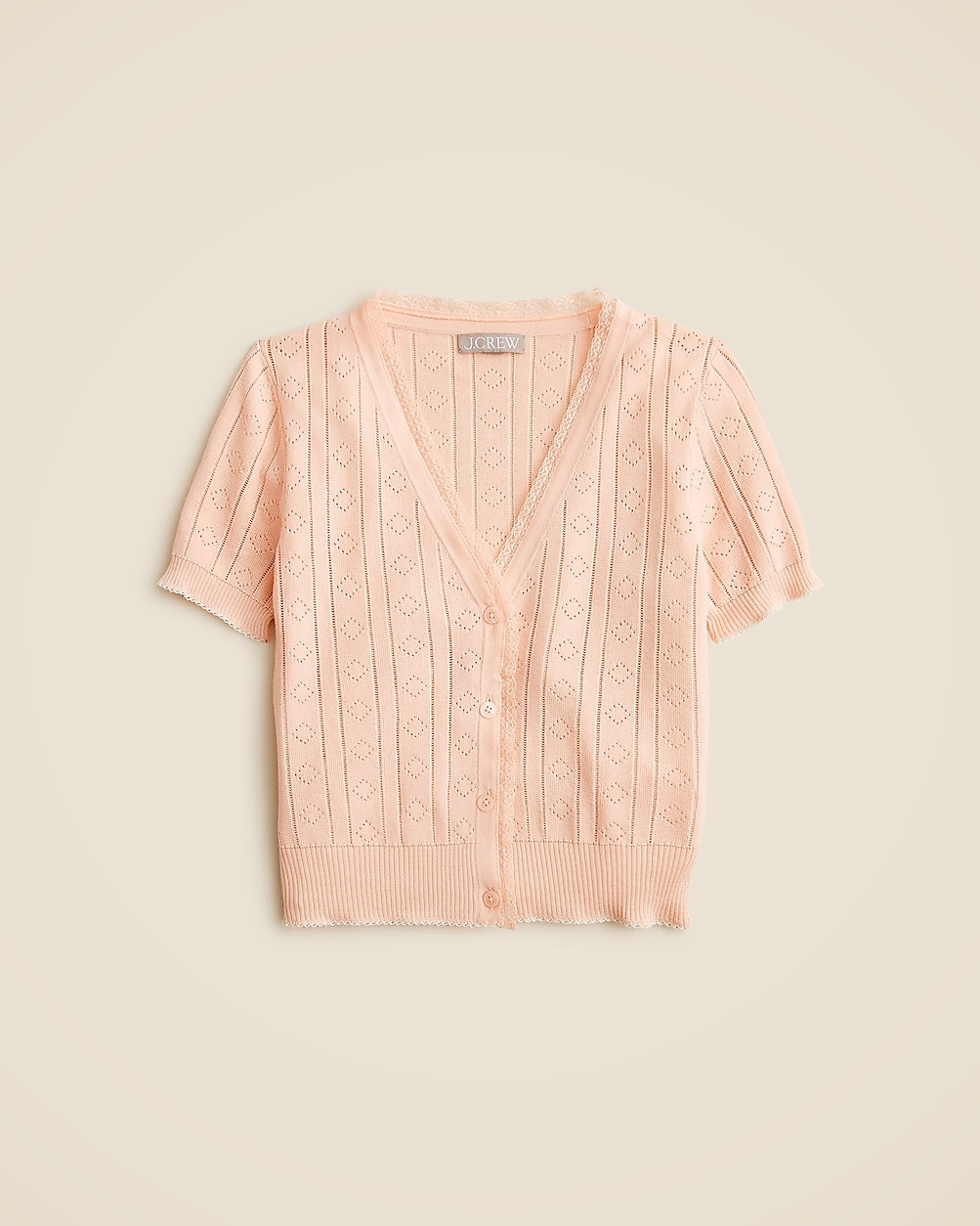 Pointelle short-sleeve V-neck cardigan in premium ultra-fine cotton | J. Crew US