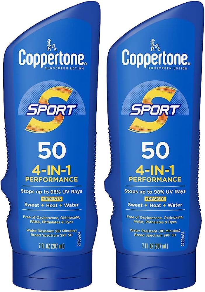 Coppertone SPORT Sunscreen SPF 50 Lotion, Water Resistant Sunscreen, Broad Spectrum SPF 50 Sunscr... | Amazon (US)