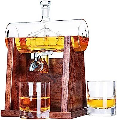 Jillmo Whiskey Decanter Set, 1250ml Whiskey Decanter with 2 Whiskey Glasses | Amazon (US)