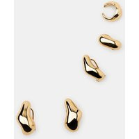 Zara - Pack Of 5 Metal Ear Cuff Earrings - Golden - M - Woman | Zara UK