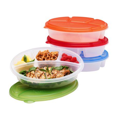 EasyLunchboxes® - Oval Lunch Boxes - Reusable 4-Compartment Food Containers for Work Travel and Meal | Walmart (US)