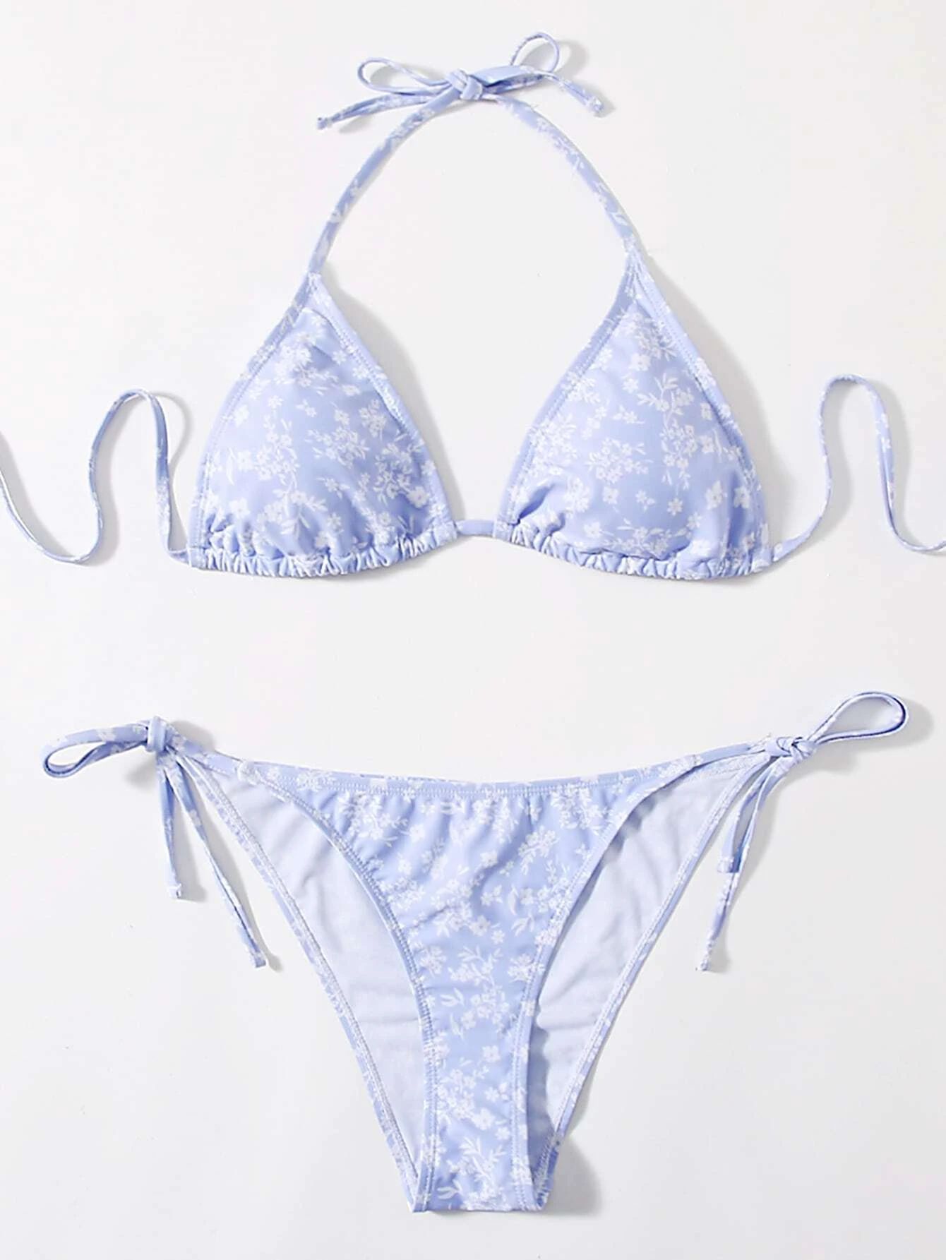 Floral Random Print Triangle Bikini Swimsuit | SHEIN