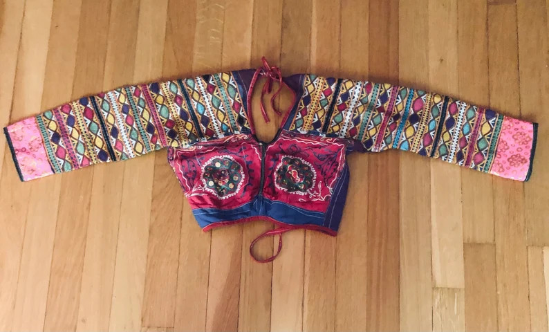 Vintage Afghan Choli Tribal Crop Top Halter Ornate Embroidered Boho Fashion Belly Dancing Kuchi B... | Etsy (US)