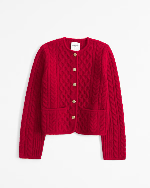 Novelty Button Cable Sweater Jacket | Abercrombie & Fitch (US)