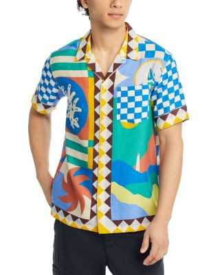 Panel Regular Fit Button Down Camp Shirt | Bloomingdale's (US)