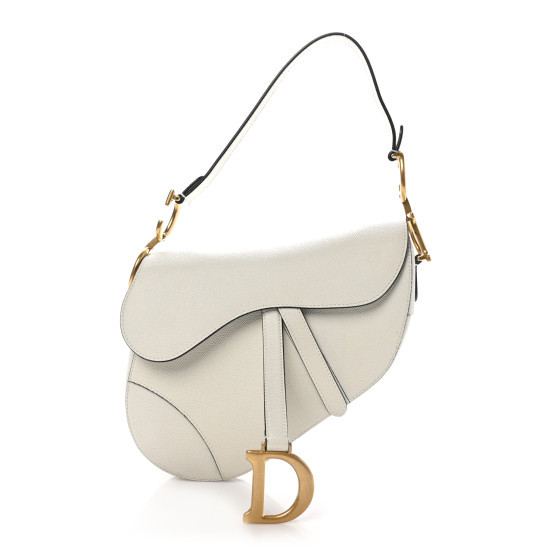 Grained Calfskin Saddle Bag White | FASHIONPHILE (US)