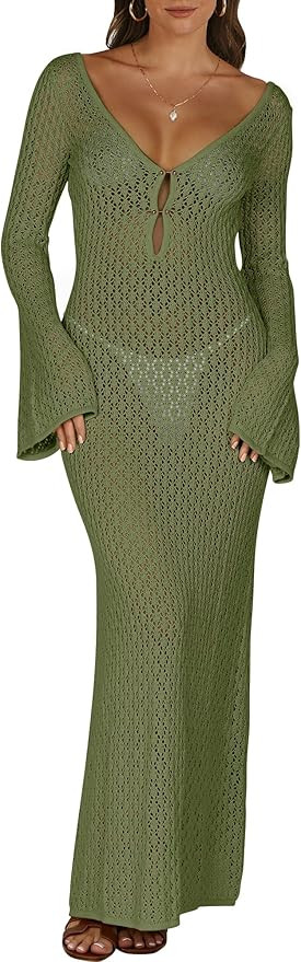 ANRABESS Womens Swimsuit Swim Crochet Cover Up 2025 Summer Knit Bathing Suit Sexy Swimwears Vacat... | Amazon (US)