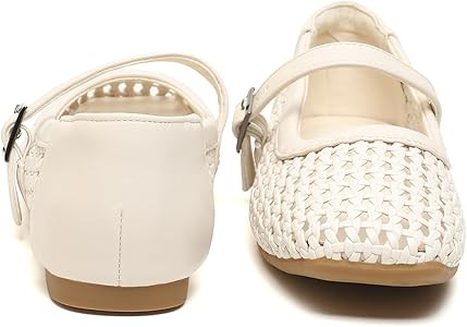 Yozuru Womens Woven Ballet Flats Mesh Mary Jane Shoes Dressy Squared Toe Comfortable Buckle Strap... | Amazon (US)