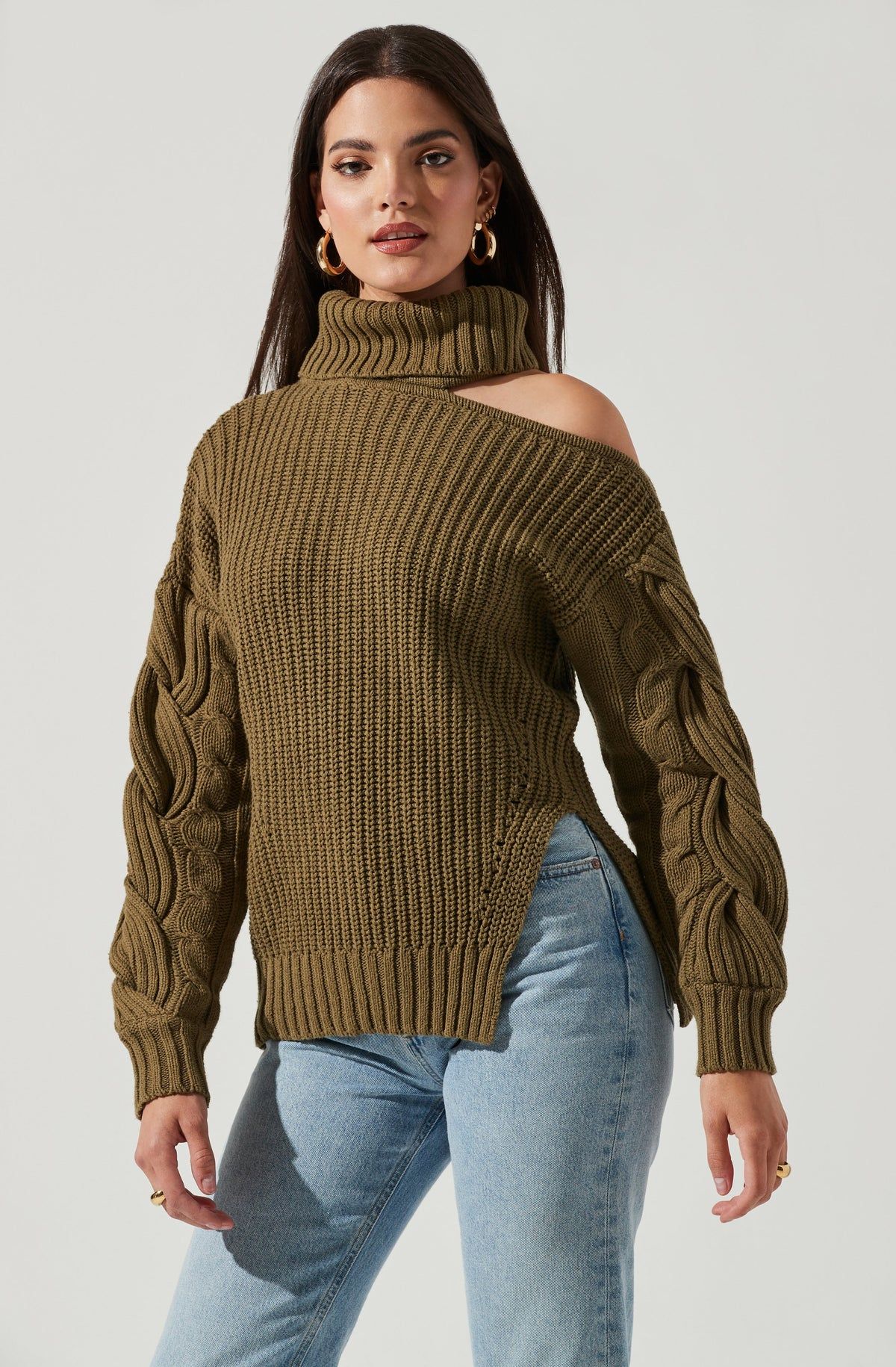 Sequoia Cutout Shoulder Turtleneck Sweater | ASTR The Label (US)