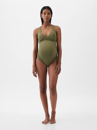 Maternity Wrap V-Neck One-Piece Swimsuit | Gap (US)