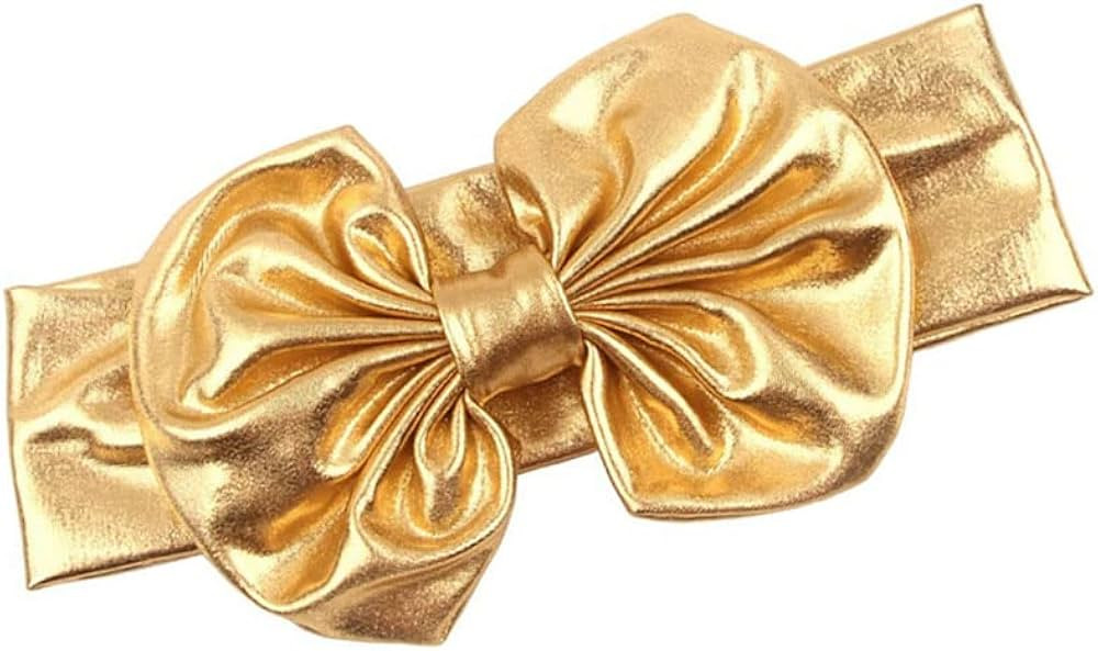 Baby Bronzing Turban Headband Metallic Messy Headwarp Shiny Metallic Gold Hair Band BBG38 (Gold) | Amazon (US)