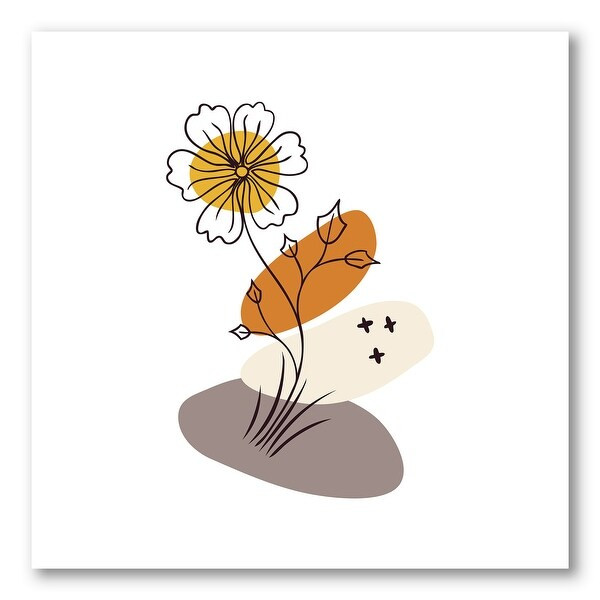 Designart 'Abstract Flowers On Minimal Shapes I' Modern Canvas Wall Art Print | Bed Bath & Beyond