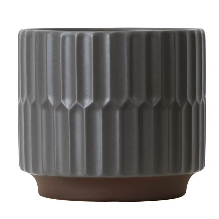 Mainstays 6" Tall by 6" Wide Grey Ceramic Decorative Pot | Walmart (US)