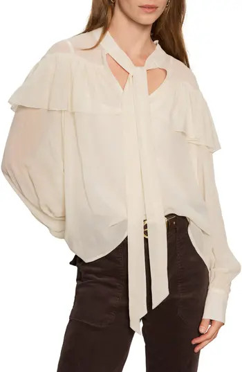 Sanctuary Fade Into You Ruffle Georgette Top in Vintage Ivory at Nordstrom Rack, Size X-Small | Nordstrom Rack