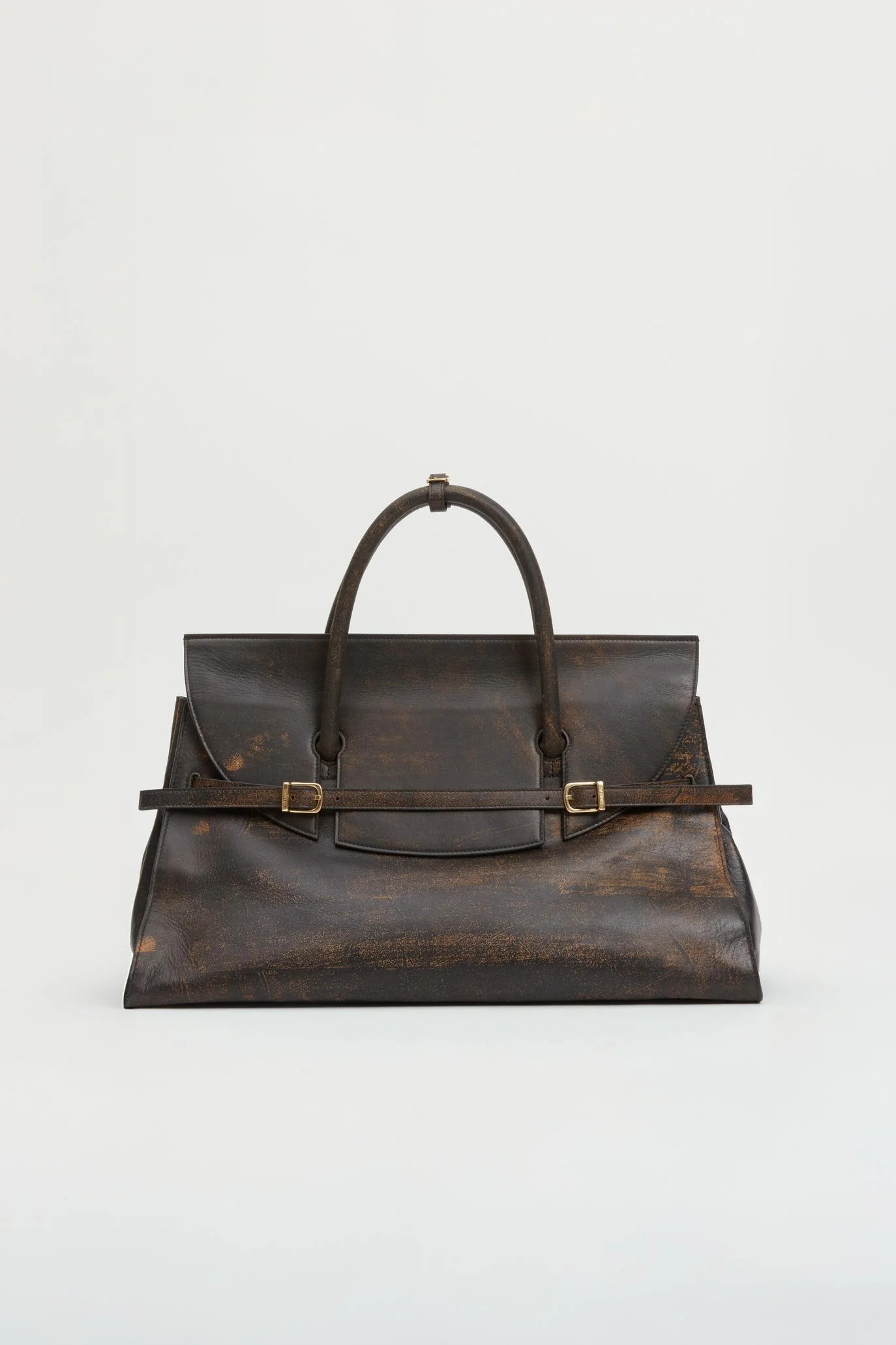 SIMKHAI Women's River Leather Weekender Tote in Distressed Chocolate | Simkhai