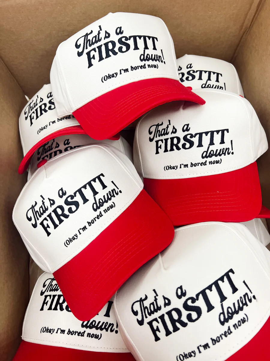 That's a Firstttt Down Vintage Trucker Hat - Red | KenzKustomz