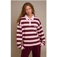 Burgundy And Pink Sports Club Stripe Polo Tshirt | PrettyLittleThing UK