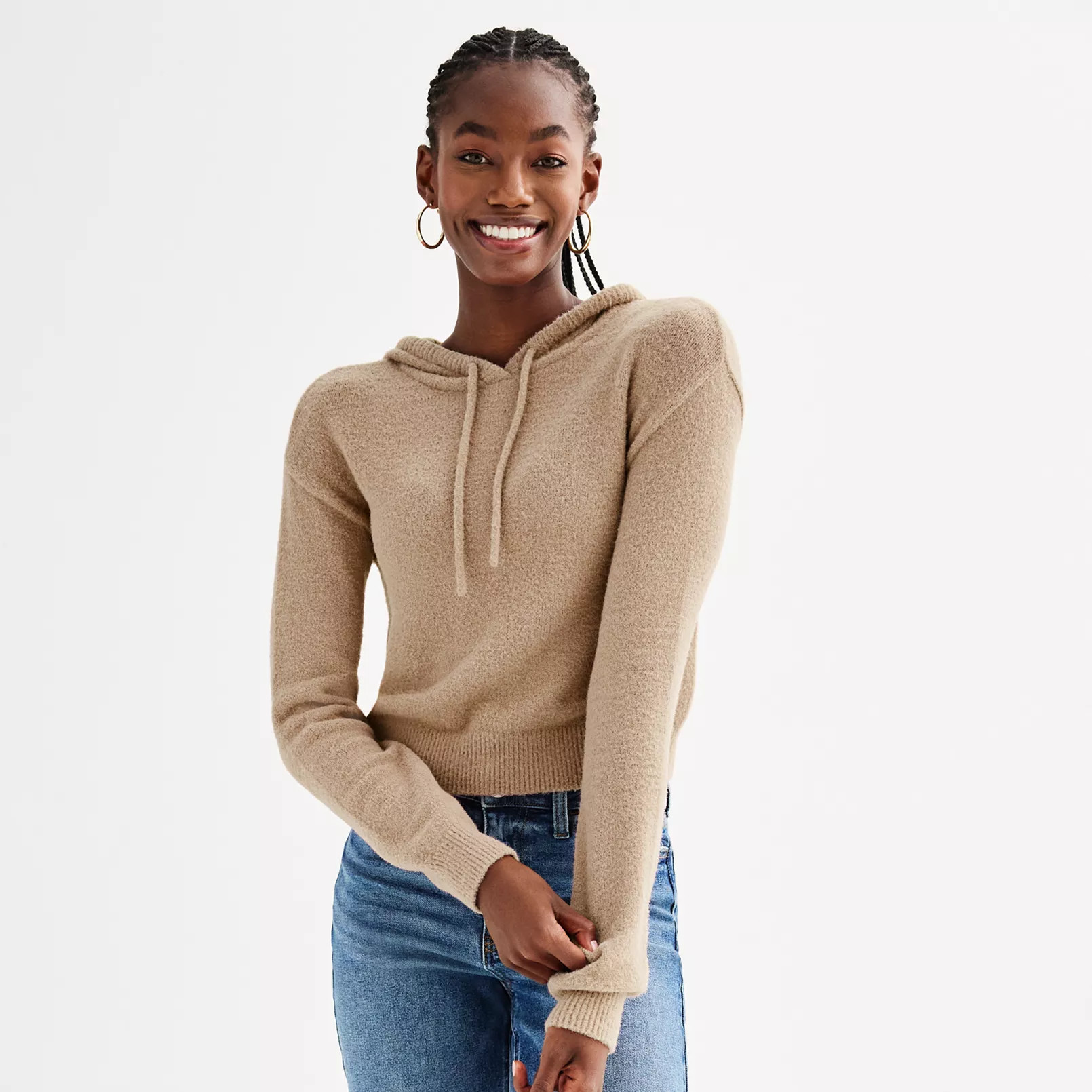 Juniors' SO® Eyelash Plush Yarn Hoodie | Kohl's