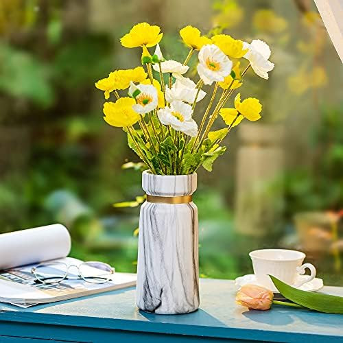 Hewory White Ceramic Flower Vase, Large Tall Marble Vase for Home Living Room Decor Vase Table Decor | Amazon (US)