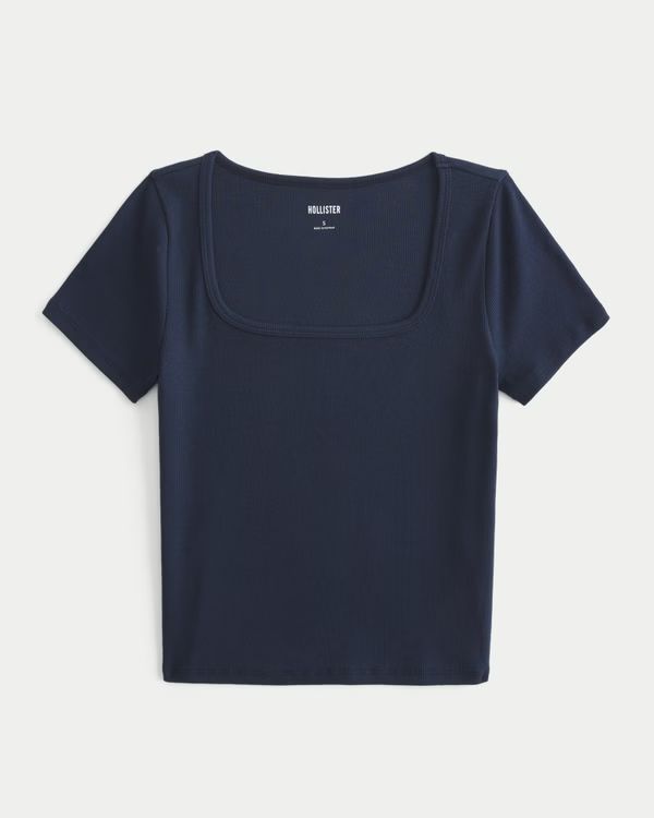 Women's Ribbed Square-Neck Baby Tee | Women's Tops | HollisterCo.com | Hollister (US)