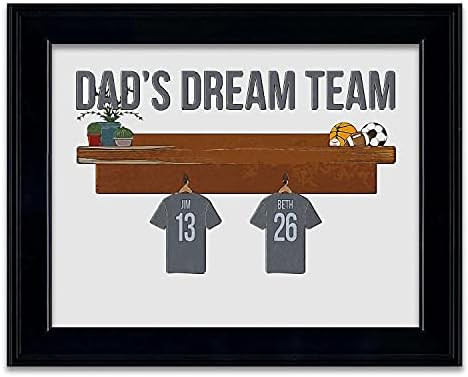 DAD's Dream Team - Personalized Father's Day Gift from Children (14"x17" Framed Behind Glass, 2 Jers | Amazon (US)