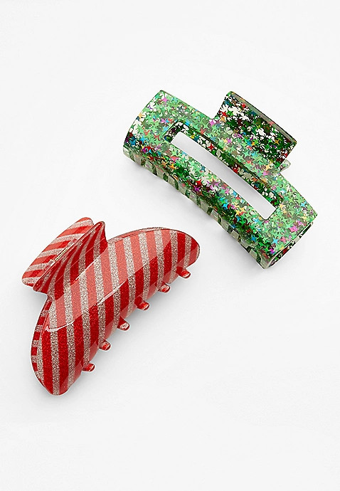 2 Pack Festive Claw Hair Clips | Maurices