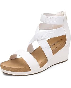 DREAM PAIRS Women's Elastica Ankle Strap Open Toe Platform Wedge Sandals | Amazon (US)