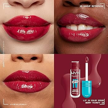 NYX PROFESSIONAL MAKEUP Lip IV Hydrating Glossy Lip Stain with 12HR Hydration - Berry Thirsty (Re... | Amazon (US)