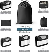 Veken 8 Set Packing Cubes for Suitcases, Travel Bag Organizers for Carry on, Luggage Organizer Ba... | Amazon (US)
