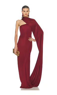 Helsa The Muse Cape Jersey Dress in Oxblood from Revolve.com | Revolve Clothing (Global)