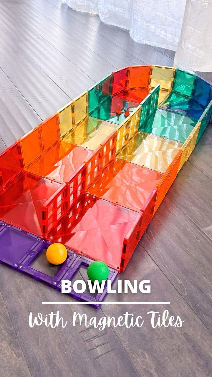 🎳 Magnetic Tile Bowling = instant fun!
This build (and 50+ more ideas) are inside my book, Magnetic Tiles STEM Play Ideas.

👉 Grab my book today! 📚

#magnetictiles #kidsactivities #playbasedlearning #stemplay #pandamommyteacher magnetictilescreations