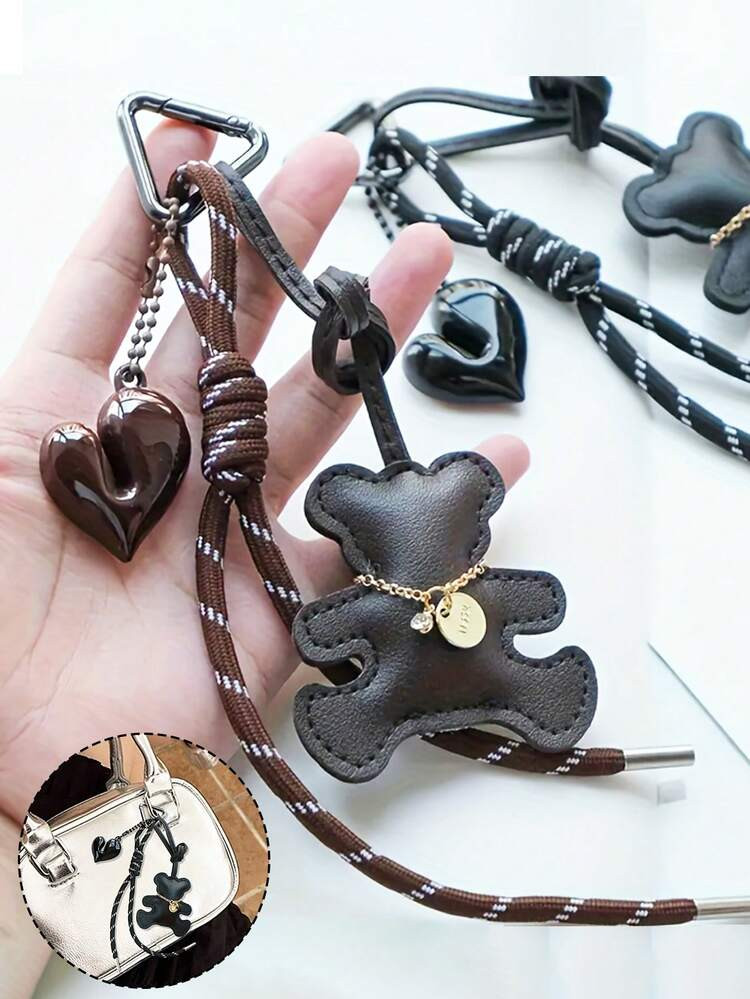 Cute Bear Keychain - Elastic Closure, Women'S Bag Charm, Car Key Ring, Birthday/Valentine'S Gift For Her - Durable Everyday Carry Accessory, Travel Essential, Playful Design, Sturdy Clasp, Fashion LoversKey Chain,Durable Everyday Carry Accessory, Travel Essential | SHEIN