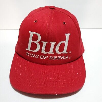 Vintage Budweiser Bud King of Beers Hat Red Cap Adjustable | eBay US