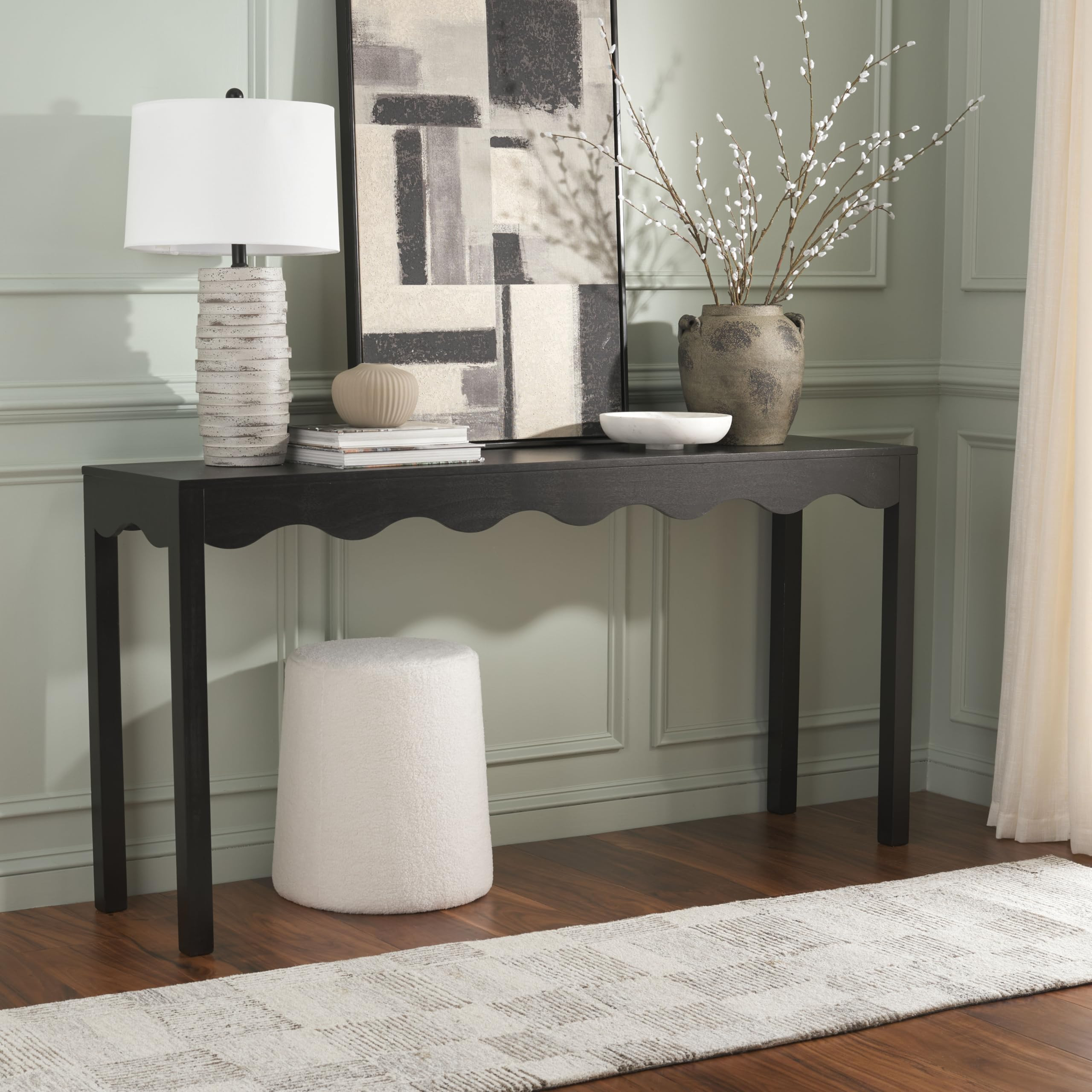SAFAVIEH Home Collection Lilith Farmhouse French Country Matte Black Wavy Console Table for Entry... | Amazon (US)