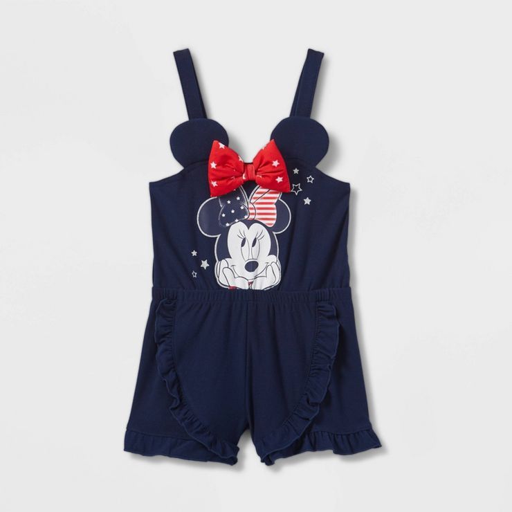 Toddler Girls' Disney Minnie Mouse Romper - Blue | Target