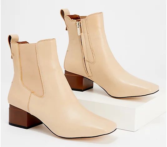 Franco Sarto Leather Square Toe Chelsea Boots - Waxton | QVC