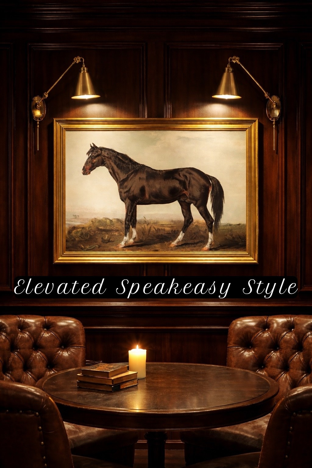 Lighting & classic art is the easiest way to upgrade your space without a full makeover.—this is it. I created this photo so that you can visualize what this equestrian glass framed art would like under gold picture lighting. 

LTKhome #LTKstyletip #interiordesign #homedecorfinds #luxelookforless #speakeasy


#LTKHome