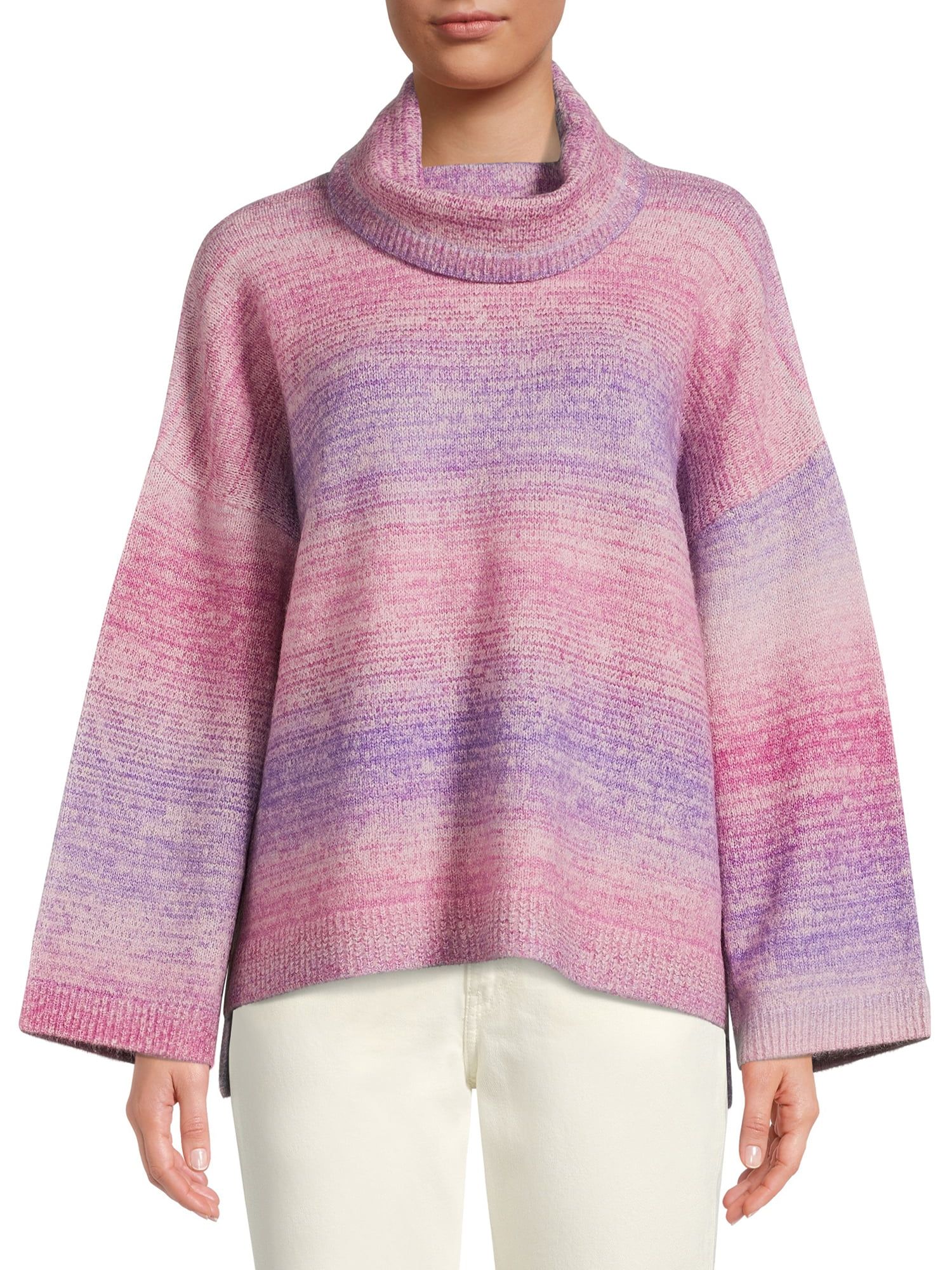 Time and Tru Women's Ombre Cowl Neck Long Sleeve Sweater - Walmart.com | Walmart (US)