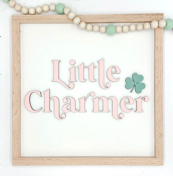 Pink Little Charmer Framed Sign | St Patricks Decor | St Patricks Sign | Kids Shelfie Sign | Book... | Etsy (US)