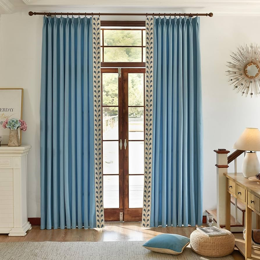 VisionaryHomeDesign Cotton Linen Solid Room Darkening Window Curtain Panel with Lining and Hooks,... | Amazon (US)