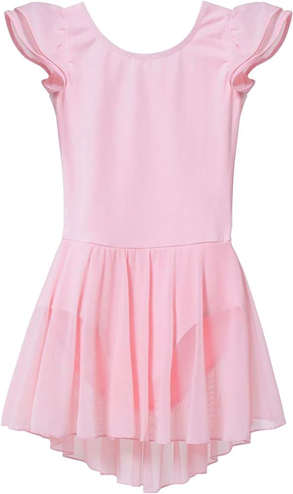 MdnMd Toddler Ballet Leotard for Girls Dance Flutter Sleeve Skirt Ballerina Ballet Dress Outfit | Amazon (US)