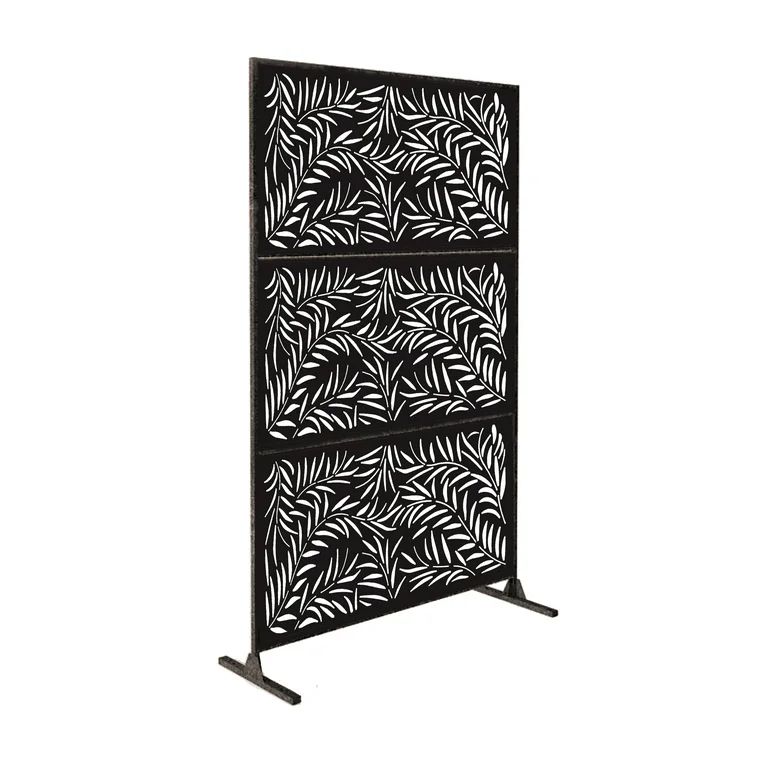 Ejoy 76" x 49" Black Metal and Steel Outdoor Panel Privacy Screens (3 Pieces) | Walmart (US)